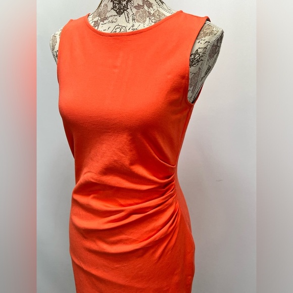 KENNETH COLE Orange ruched waist sheath dress size 6. - Picture 2 of 15